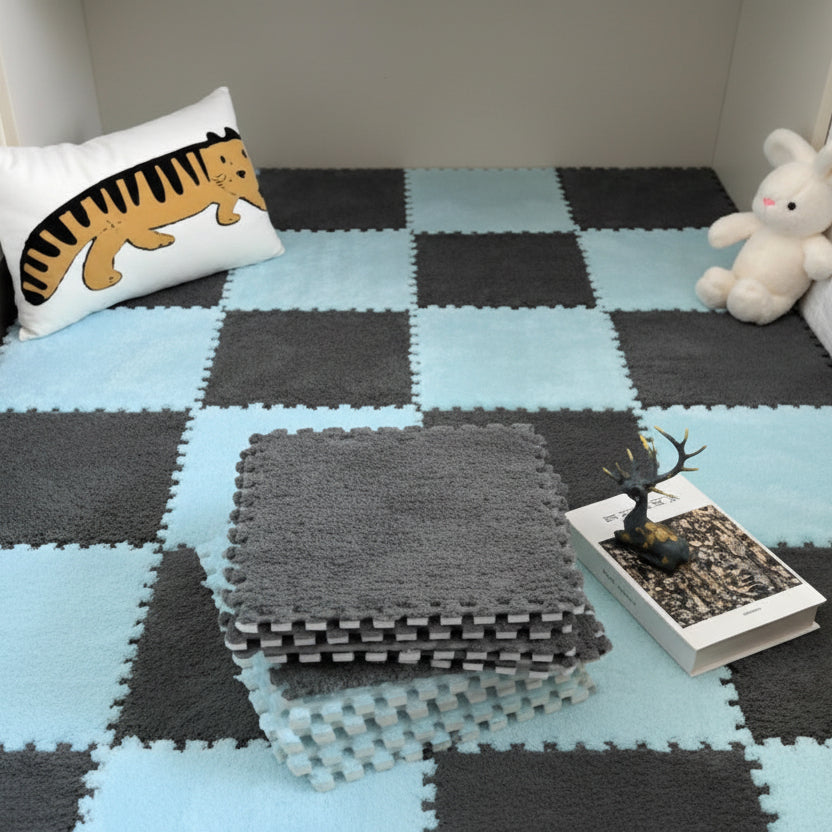 tapis de jeu puzzle bleu